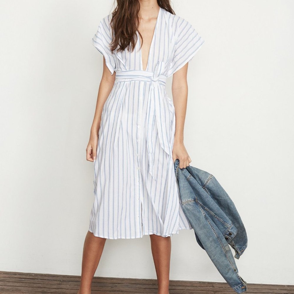 Faithfull The Brand Mustang Midi Dress Blue Stripe